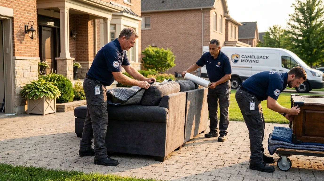 Large estate moving crew wrapping furniture in Wisconsin Dells, WI