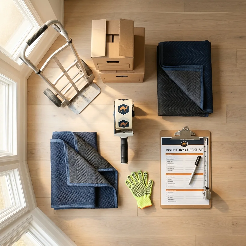 Professional moving supplies and packing materials layout for Wisconsin Dells residential relocations
